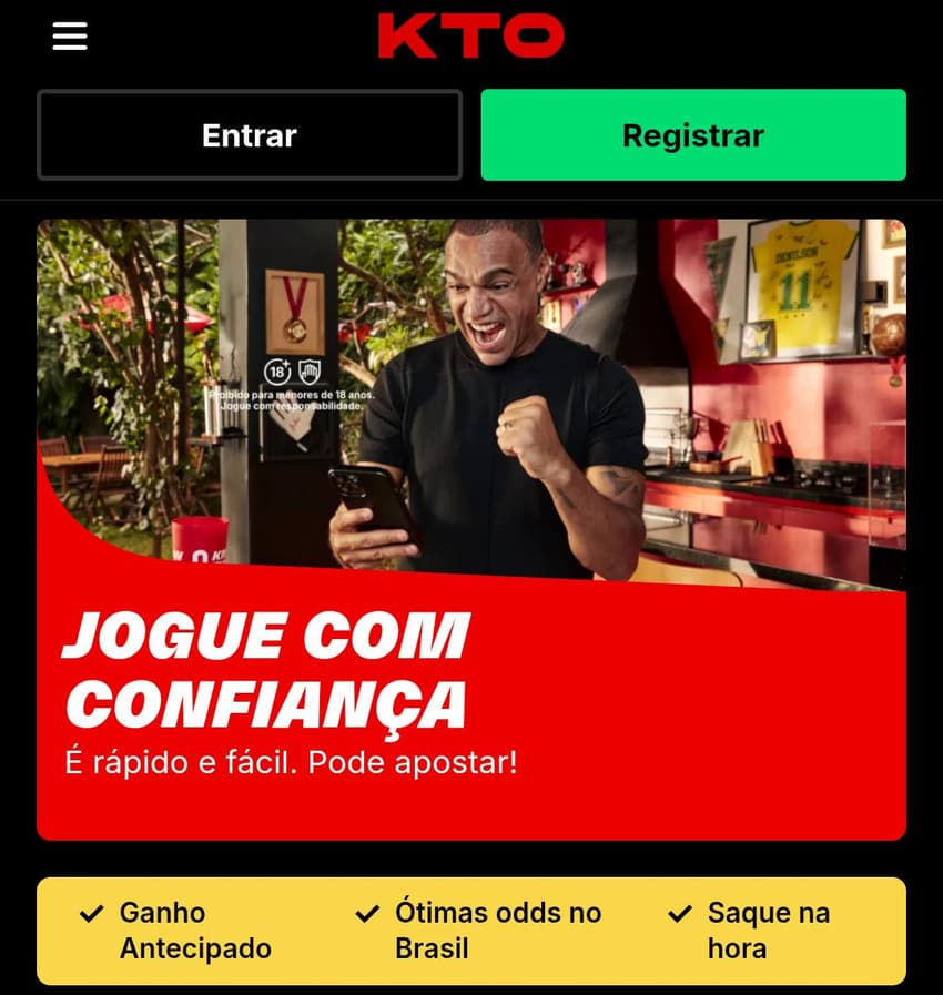 Captura de tela do melhor site de apostas KTO.