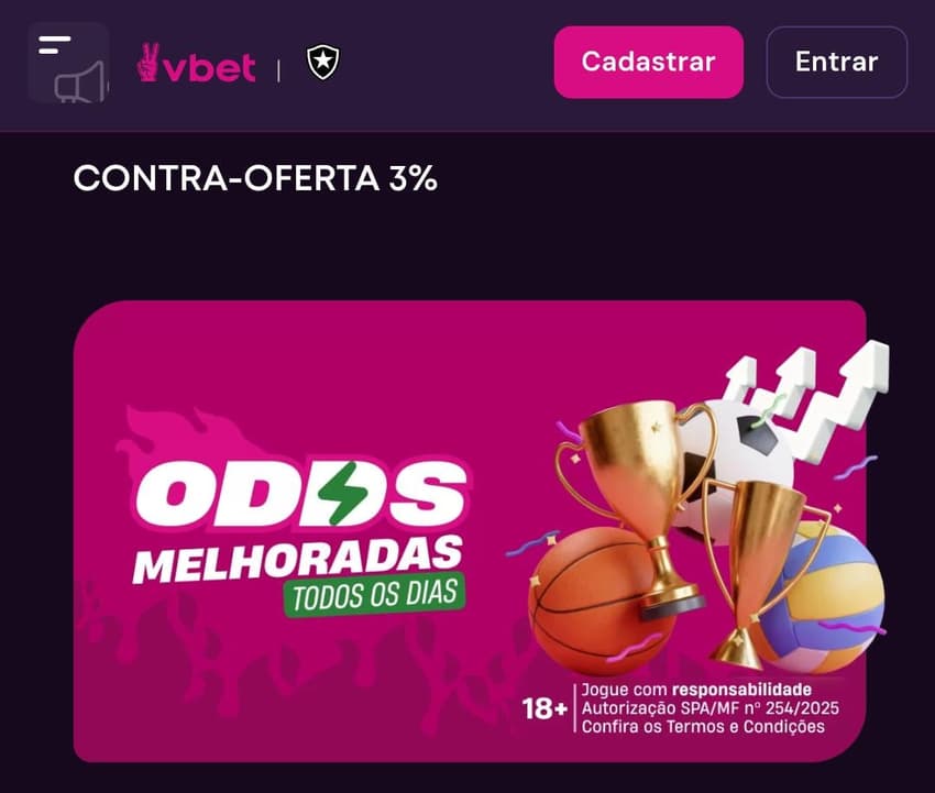 Captura de tela do melhor site de apostas Vbet.