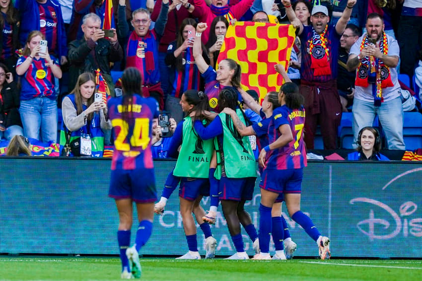 Ewa Pajor comemora gol na Champions League Feminino (Foto: Fredrik Varfjell / NTB / AFP) / Norway OUT)