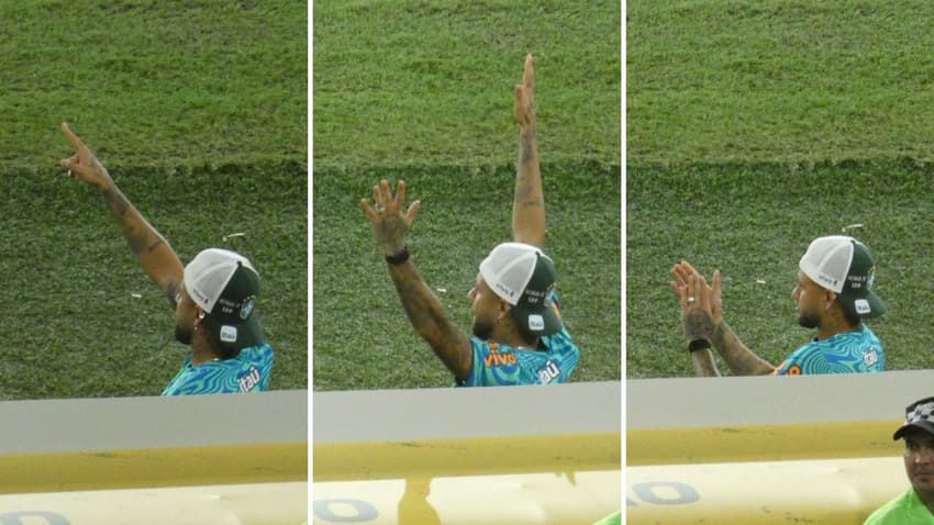 Reações de Neymar em lance de gol do Brasil