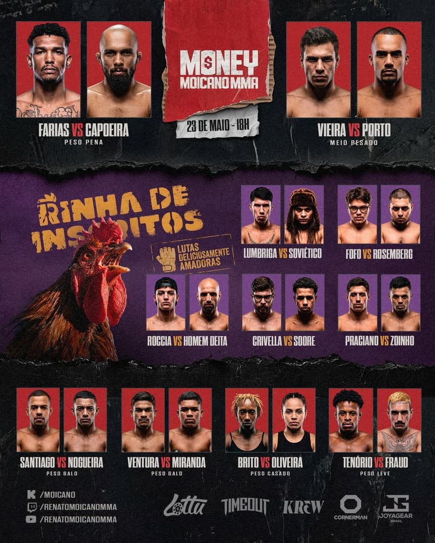 Card atualizado do Money Moicano MMA 1 (Foto: Divulgação)