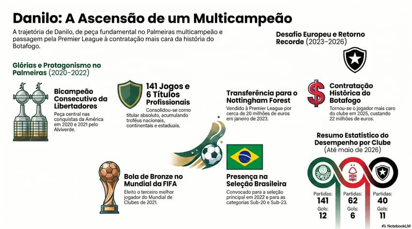 Gráfico mostra feitos da carreira de Danilo, do Botafogo (Reprodução)