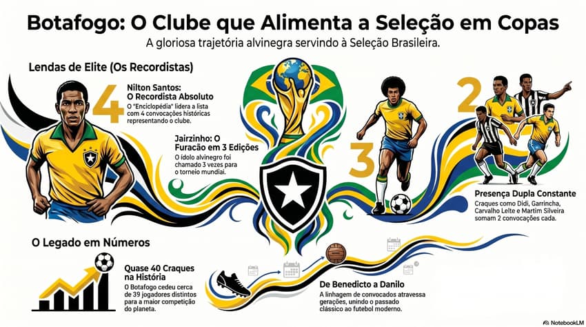 Curiosiades sobre os jogadores do Botafogo convocados para Copas do Mundo (Reprodução)