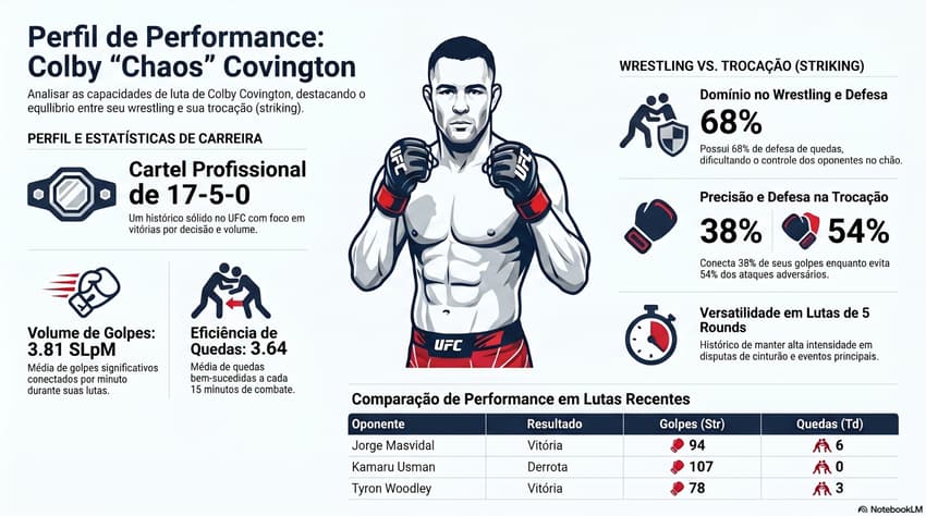 Gráfico mostra números da carreira do lutador americano Colby Covington 
