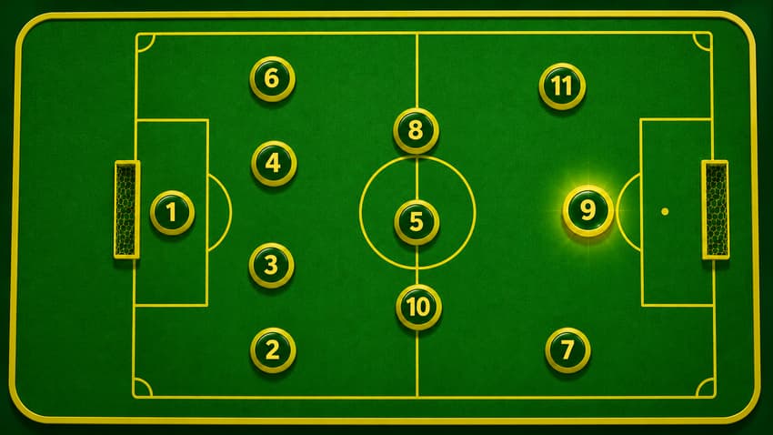 4-3-3, um dos esquemas mais comuns da história, deixa o camisa 9 da Seleção mais isolado (Foto: Lance!/ChatGPT)