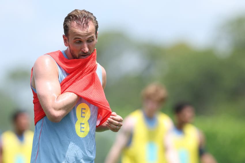 Atacante da Inglaterra, Harry Kane em treino (Foto: Richard Pelham/Getty Images/AFP)