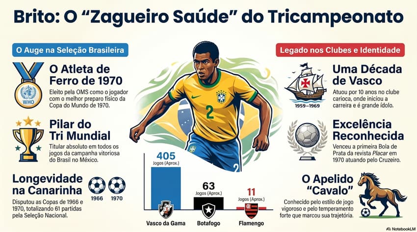 Gráfico mostra feitos da carreira ex-zagueiro Brito (Reprodução)