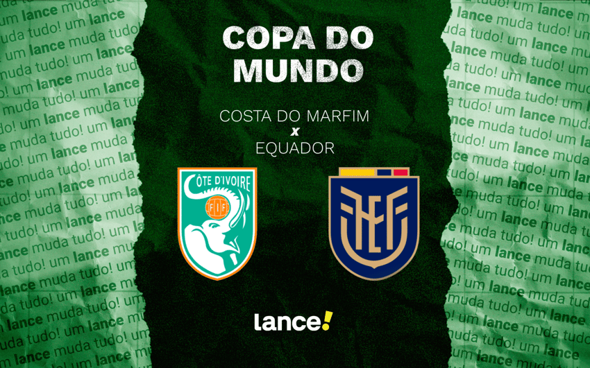 Costa do Marfim e Equador duelam pelo Grupo E na Copa (Arte: Lance!)