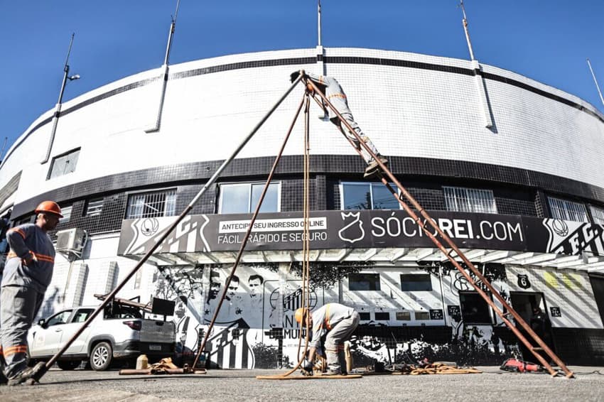 Santos inicia obra de ampliação da Vila Belmiro. (Foto: Reinaldo Campos/ Santos FC)
