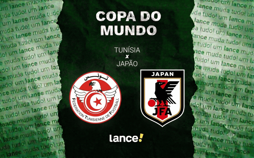 Tunísia e Japão se enfrentam pela segunda rodada do Grupo F da Copa do Mundo 2026 (Arte: Lance!)