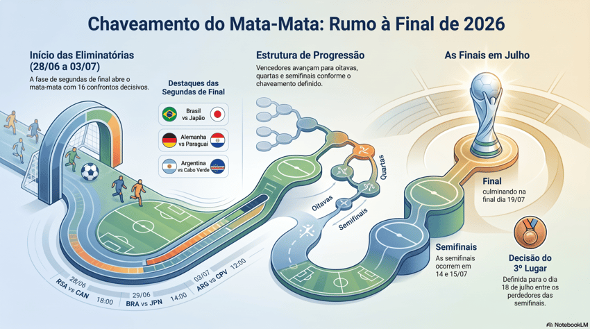 Gráfico mostra chaveamento do mata-mata da Copa