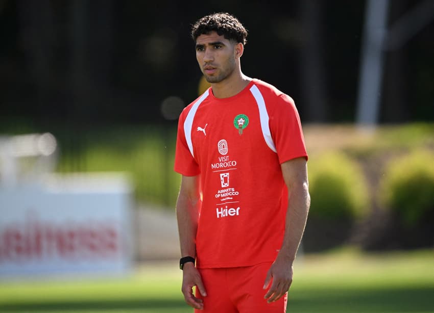 Hakimi em treino do Marrocos durante a Copa do Mundo