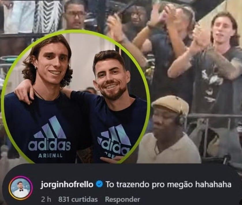 Jorginho comenta postagem brincando com Calafiori no Flamengo