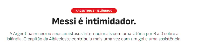 Jornal As destaca partida de Messi em Argentina x Islândia (Foto: Reprodução)