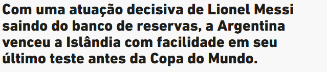 L'Equipe destaca Messi em vitória da Argentina antes da Copa do Mundo (Foto: Reprodução)