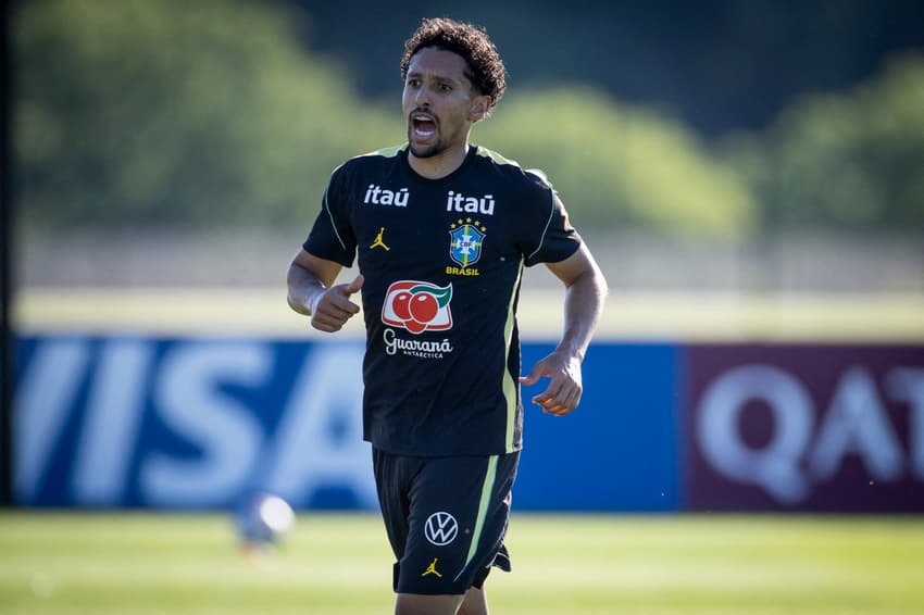 Marquinhos corre em treino da Seleção Brasileira nos Estados Unidos