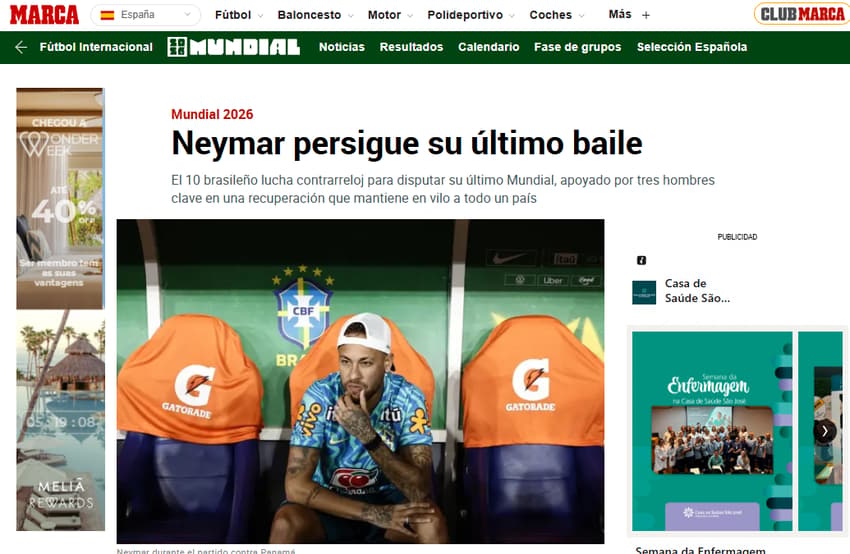 Matéria do Marca sobre Neymar (Foto: Reprodução)