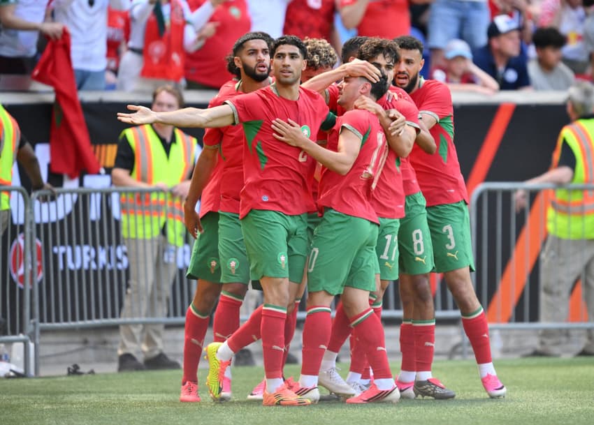 Seleção do Marrocos em amistoso contra a Noruega antes da Copa do Mundo (Foto: ANGELA WEISS/AFP)