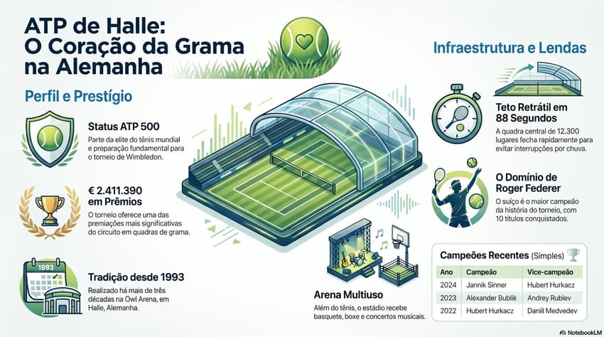 Gráfico mostra curiosidades do ATP 500 de Halle, na Alemanha (Reprodução)