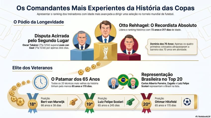Gráfico mostra os técnicos mais velhos em Copas do Mundo (Reprodução)