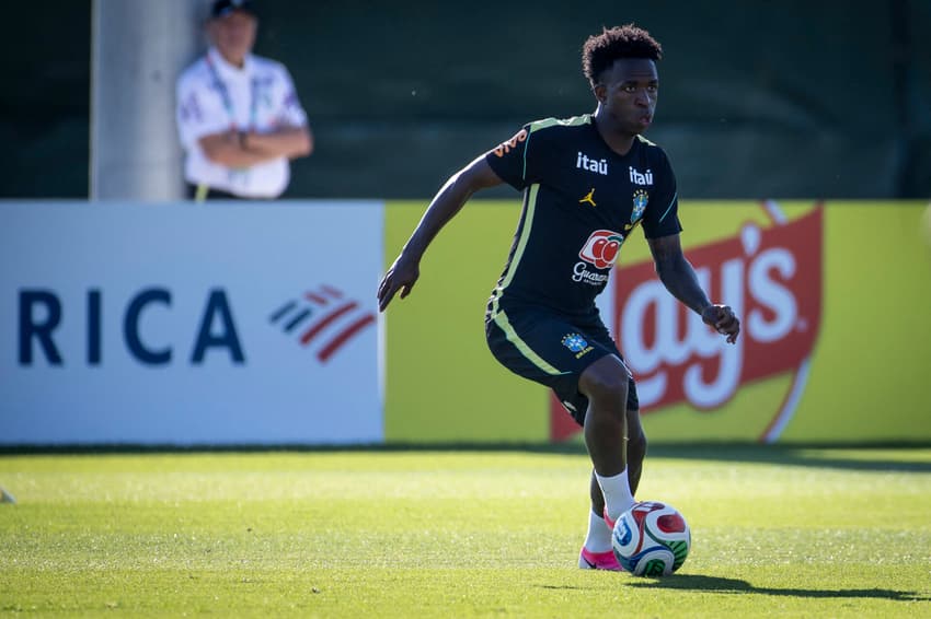 Vini Jr em treino da Seleção Brasileira nos Estados Unidos antes de amistoso contra o Egito