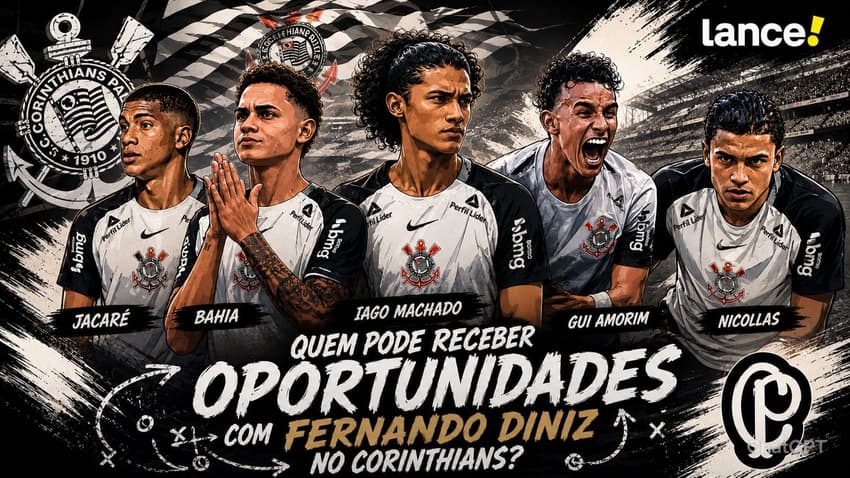 Jogadores do Corinthians em alta que podem aparecer no profissional (Foto: Reprodução/Instagram/Arte Lance!/ChatGPT)