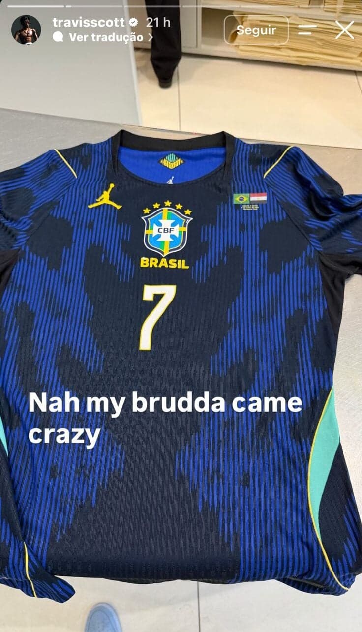 Presente dado por Vini Jr a Travis Scott (Foto: Reprodução)