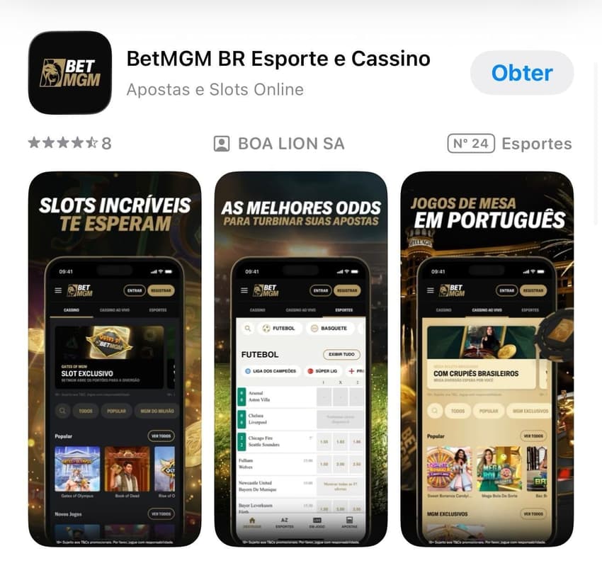 Captura de tela do BetMGM App para iOS.