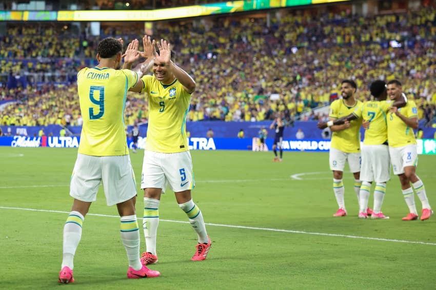 Matheus Cunha comemora gol da Seleção Brasileira na Copa do MUndo de 2026 (Foto: PATRICIA DE MELO MOREIRA / AFP)