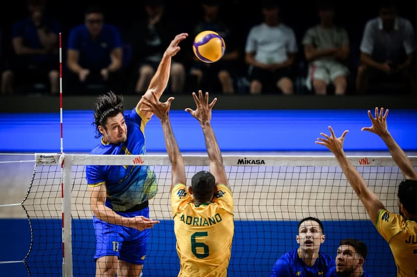 Brasil foi derrotado por 3 seta 1 pela Ucrânia na VNL masculina