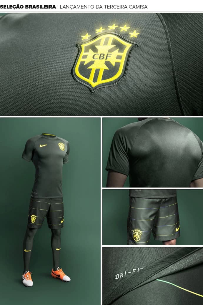 Camisa verde-musgo da Seleção Brasileira, em 2014 (Foto: Divulgação/Nike)