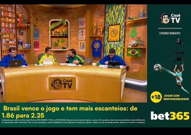 CazéTV sofre pressão do MP por divulgação de bets em transmissão da Copa (Foto: Reprodução)