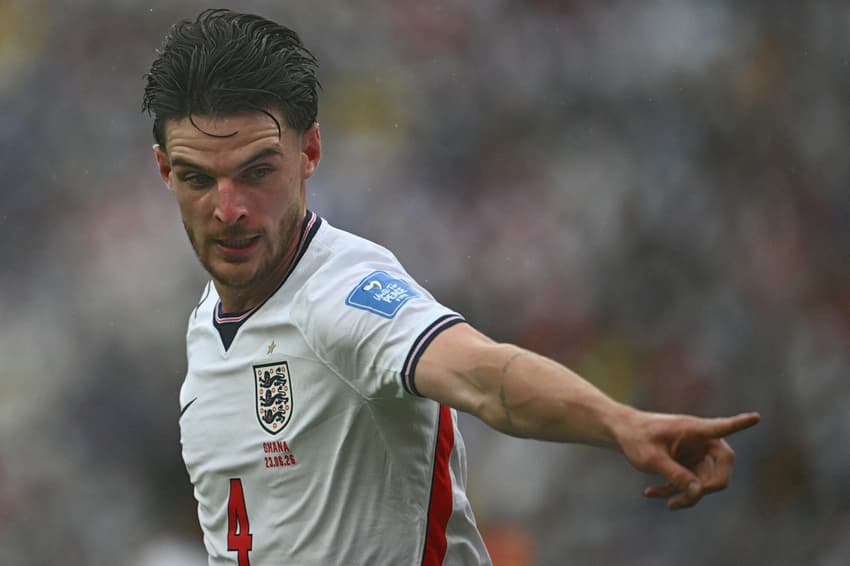 Declan Rice, da Inglaterra, em duelo contra Gana pela Copa do Mundo