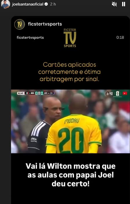 Joel Santana elogia atuação de Wilton Pereira (Reprodução)