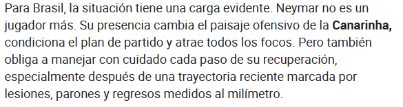 Texto do Marca, falando sobre Neymar (Imagem: Reprodução/Marca)