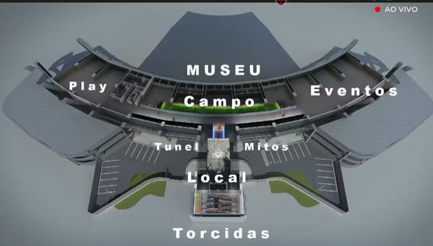 Projeção do novo museu do Maracanã (Foto: Reprodução/FlamengoTV)