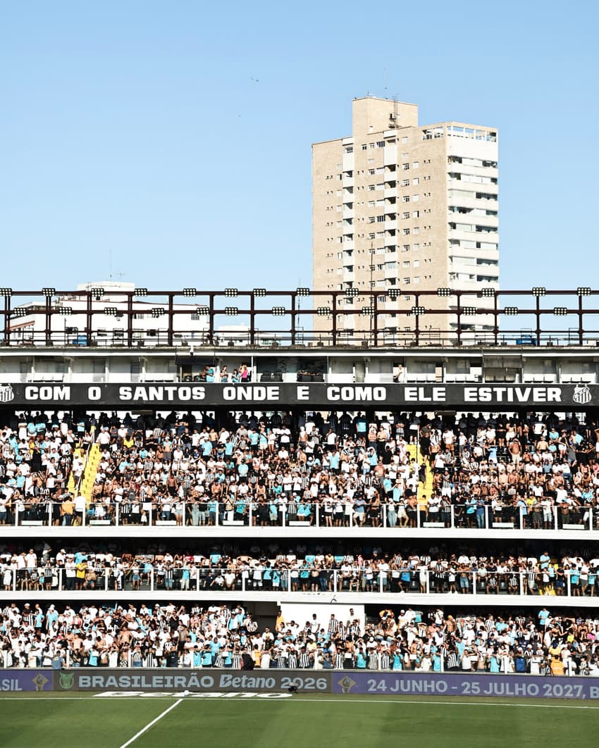 Frase em apoio ao Santos na Vila Belmiro