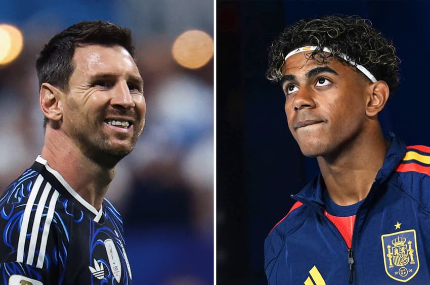 Lionel Messi, atuando pela Argentina (lado esquerdo) e Lamine Yamal, durante a Copa do Mundo com a Espanha (lado direito).