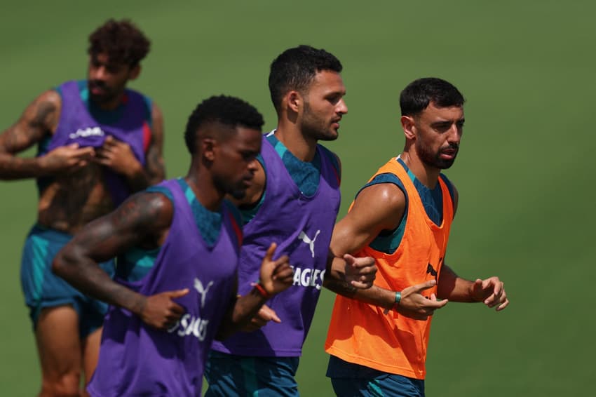 Bruno Fernandes treinando com a seleção portuguesa