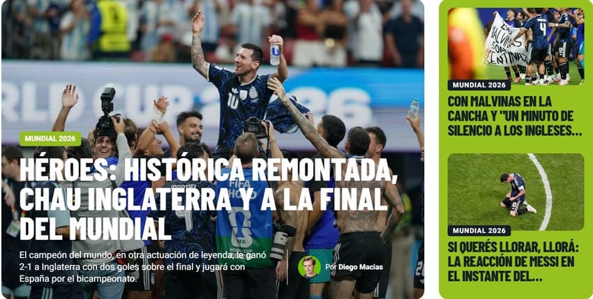 Capa do Ole sobre a Argentina