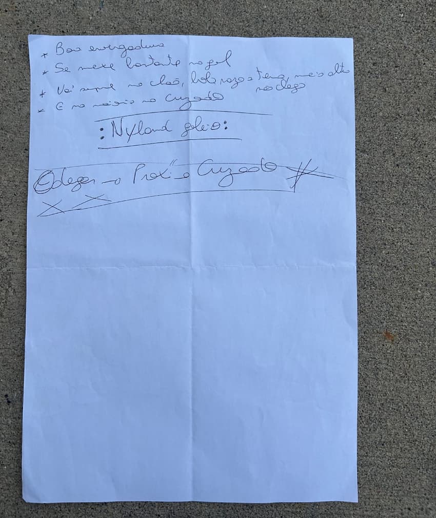 Documento descreve o comportamento do goleiro da Noruega, Orjan Nyland, durante cobranças de pênalti.