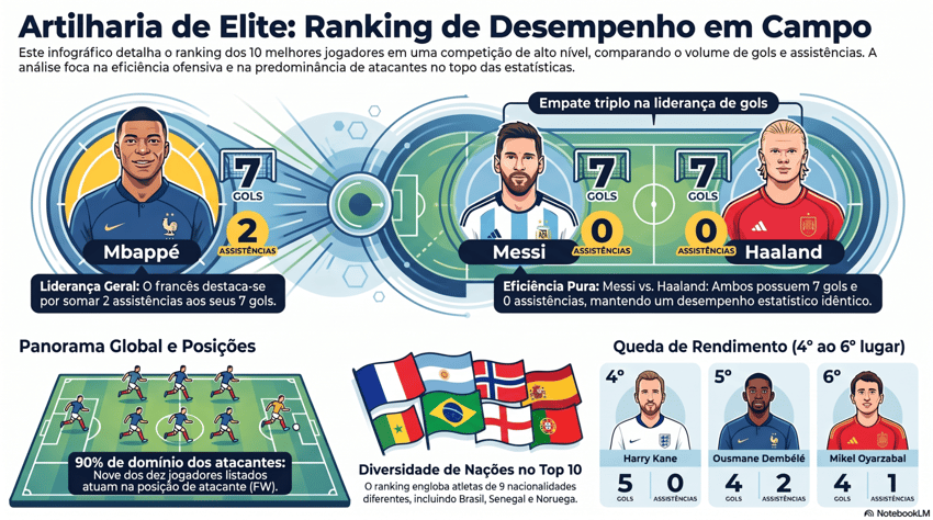 Gráfico mostra a artilharia da Copa do Mundo