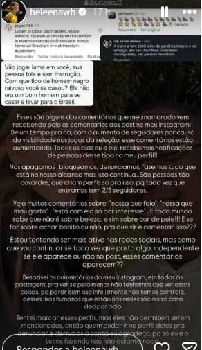 Helena, do vôlei, denuncia racismo contra o namorado, Lucas Barbosa, do basquete