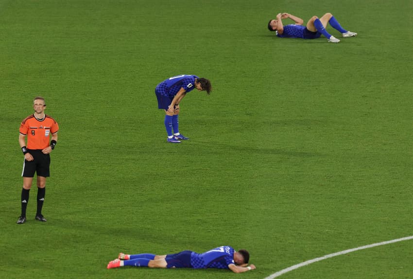 Jogadores da Croácia após o fim do jogo contra Portugal