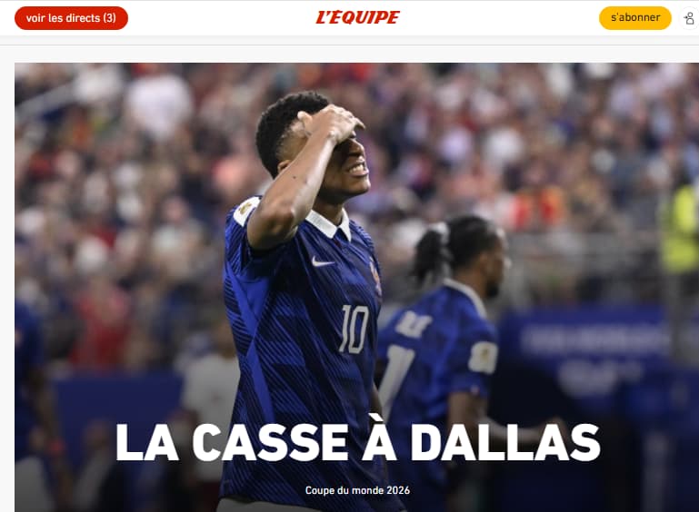 L'Equipe, jornal francês, sobre a eliminação na Copa