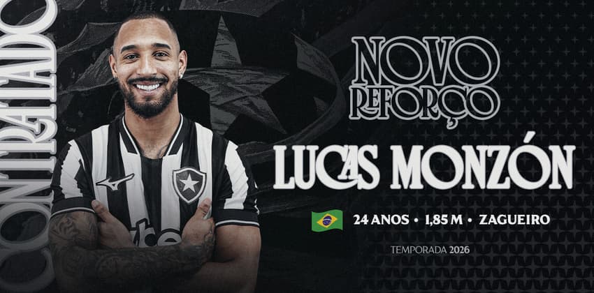 Arte do anúncio de Lucas Monzón no Botafogo