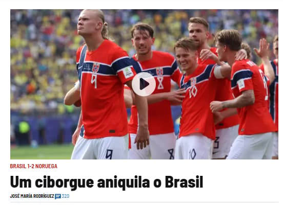 Manchete do Marca após derrota do Brasil para a Noruega