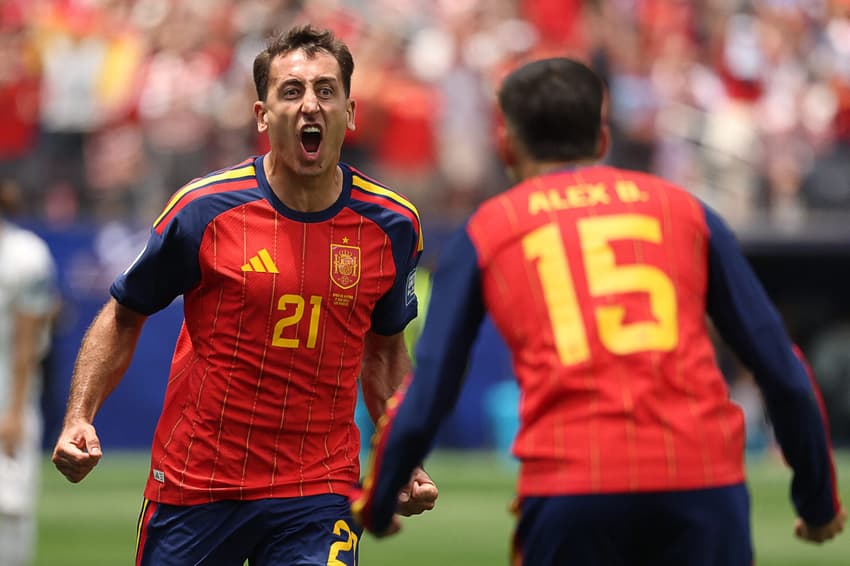 Oyarzabal comemora o gol marcado pela Espanha sobre a Áustria na Copa do Mundo de 2026