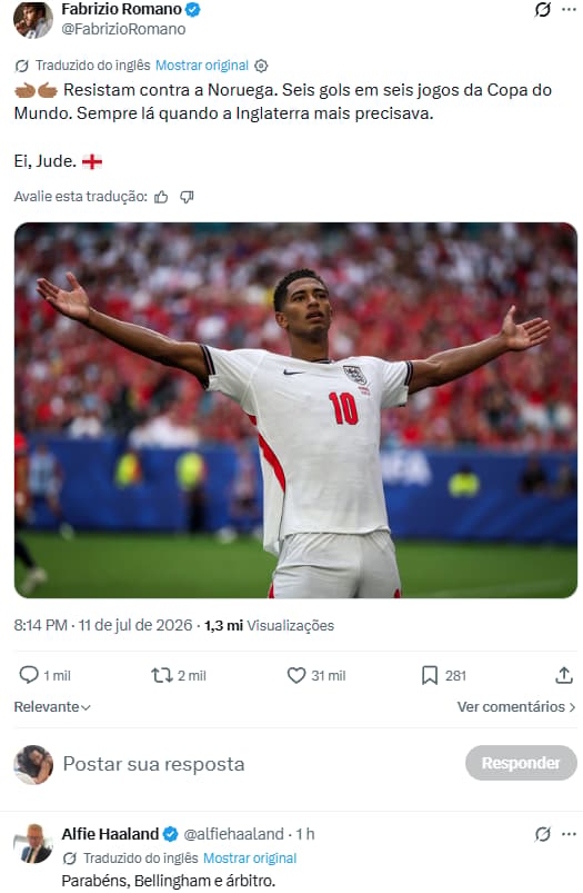 Pai de Haaland debocha de classificação da Inglaterra sobre a Noruega