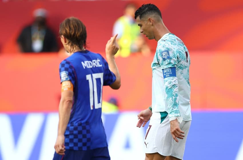 Cristiano Ronaldo e Modric no dulelo entre Portugal x Croácia pela Copa do Mundo
